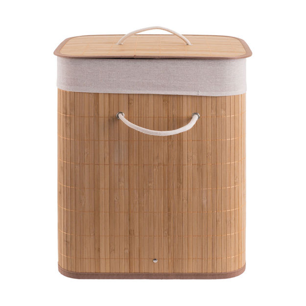 Picture of LAUNDRY BASKET BAMBOO ESSENTIALS FOLDABLE RECTANGULAR 60lt