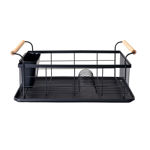 Picture of DISH RACK BAMBOO ESSENTIALS METALLIC WITH HANDLES 44x32x20cm BLACK