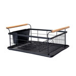 Picture of DISH RACK BAMBOO ESSENTIALS METALLIC WITH HANDLES 44x32x20cm BLACK