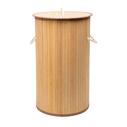 Picture of LAUNDRY BASKET BAMBOO ESSENTIALS FOLDABLE 57lt ROUND 