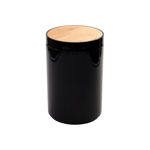 Picture of BATHROOM BIN BAMBOO PLASTIC 5lt WITH SWING LID BLACK