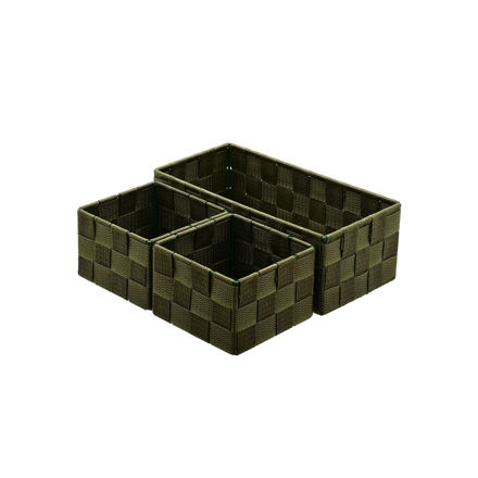 Picture of STORAGE BASKET OLIVE SERIES 26x13x9cm 3pc.  OLIVE GREEN