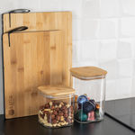 Picture of STORAGE CONTEINER BAMBOO ESSENTIALS 550ml BOROSILICATE GLASS WITH LID 