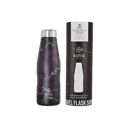 Picture of INSULATED BOTTLE TRAVEL FLASK SAVE THE AEGEAN 500ml PENTELICA BLACK 