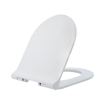 Picture of TOLIET SEAT SOFT CLOSE D SHAPE DUROPLAST WITH ADJUSTABLE STEEL HINGES